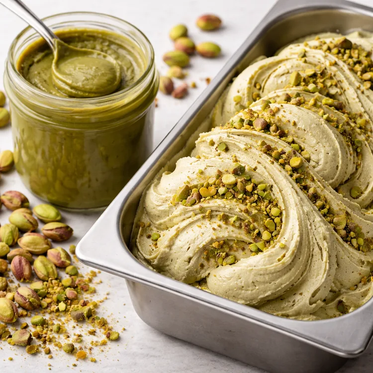 Unsweetened pistachio paste for gelato and ice cream made from Turkish Antep pistachios